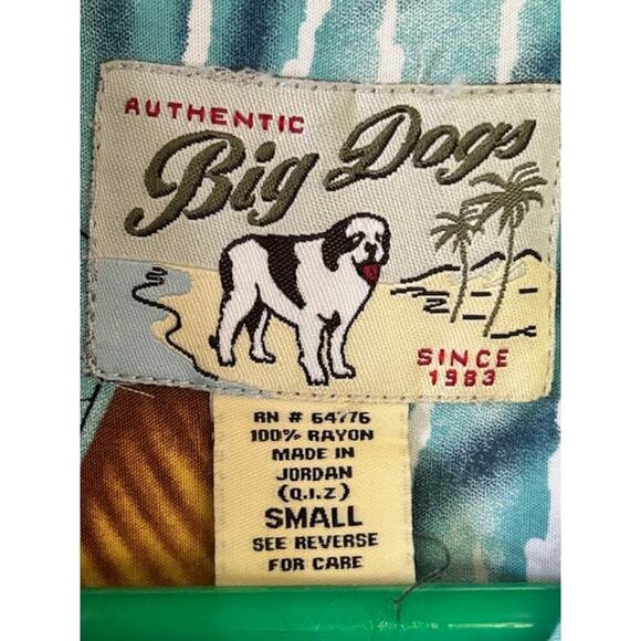 Big Dogs Hawaiian Shirt Small Rayon Island Surf Print, Vintage Style Aloha Shirt - Picture 3 of 6